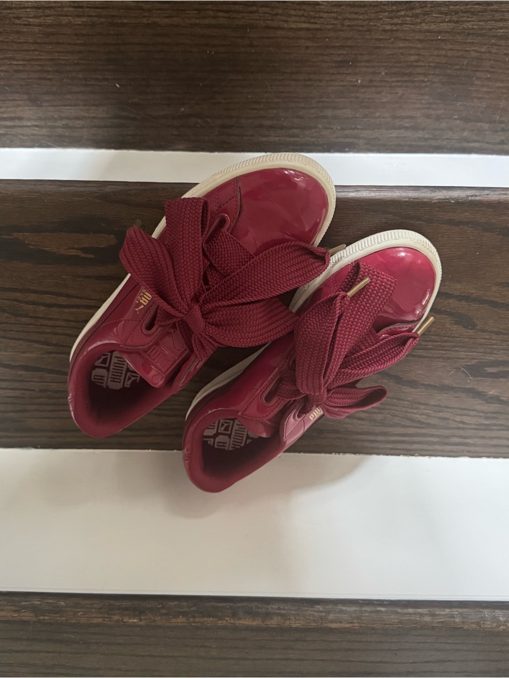 Puma Women’s Burgundy Patent Ribbon Lace Sneakers